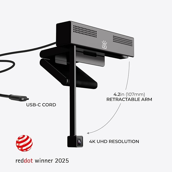 Pro 4K HD Webcam with Eye Contact, Noise Cancelling Mic, Plug and Play USB for Mac & PC Zoom Certified, Works with Teams, Meet, Streaming, and Video Calls