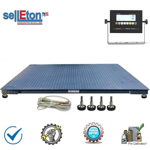 SellEton SL-5x7-1K-NN 60" x 84" Heavy-Duty, Industrial Floor Scale, Metal Indicator | 1000 lbs x 0.2 lb
