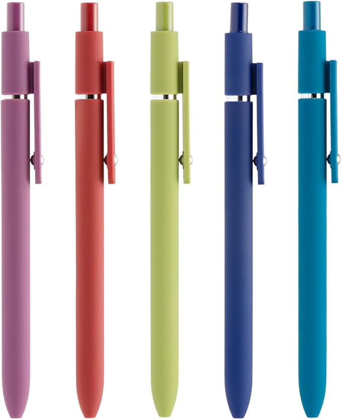 5PCS Assorted Colors Retractable Gel Pens Set, Quick Dry Black Ink Fine Point Roller Ball Gel Ink Pen for Smooth Writing (Vintage Color)