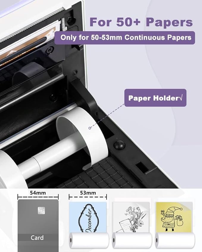 Phomemo Sticker Printer- Mini Thermal Sticker Printer Machine, Small Pocket Label Maker Instant Print for DIY Creation, Study Notes, Photos, Portable Inkless Photo Maker for Kids/Students, Purple