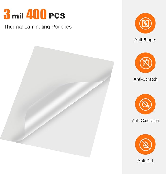 Bonsaii Laminating Sheets, 400 PCS 3mil Thermal Laminating Pouches, 9 x 11.5 inches, Letter Size, Clear and Durable, Suitable for Multiple Fields of Use-LP400