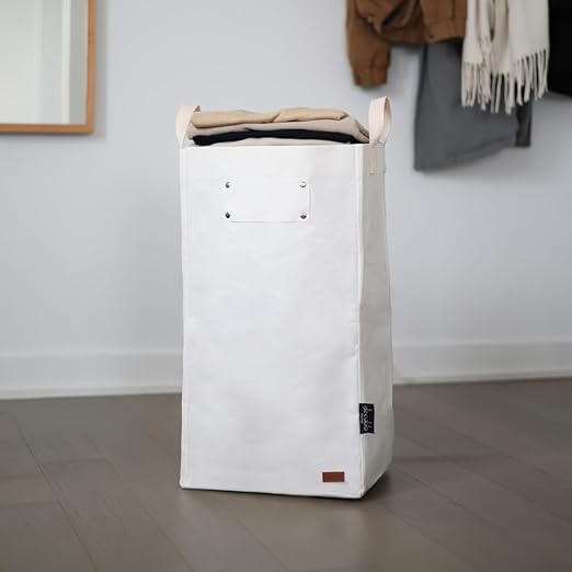 Deeablo New York - Sustainable Reusable Indoor Recycling Bin for Kitchen, Multipurpose Recycle Bin, Large Recycling Bins for Home, Washable Paper Bag for Recycling (White)
