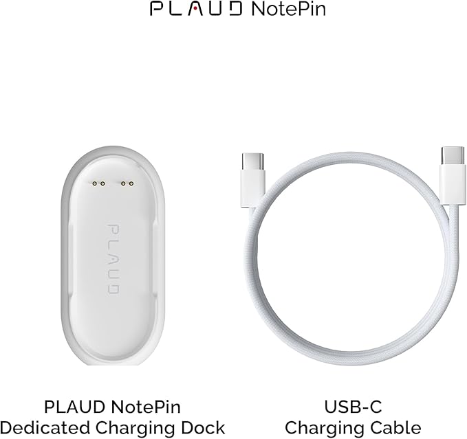NotePin AI Voice Recorder, Voice Recorder with Additional Charging Set, Transcribe & Summarize with AI Technology, 64GB Memory