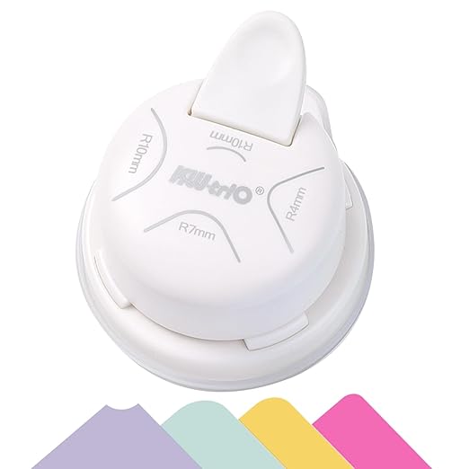 Corner Rounder Punch, Kaluofan 2024 Upgraded 4 in 1 Corner Punch (Inside Rounded Corner+R4mm+R7mm+R10mm), Paper Corner Rounder, Punches for Crafts, DIY Projects, Photo, Card, Scrapbooking Making