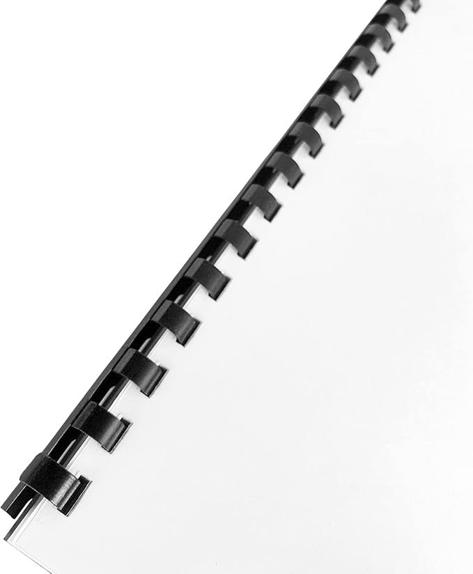 TOTiyea 200 Pack Plastic Binding Comb Spines,5/16 Inch Diameter,40 Sheet Capacity,Letter Size (8.5x11 Inches) Black Color Binding Comb Spines