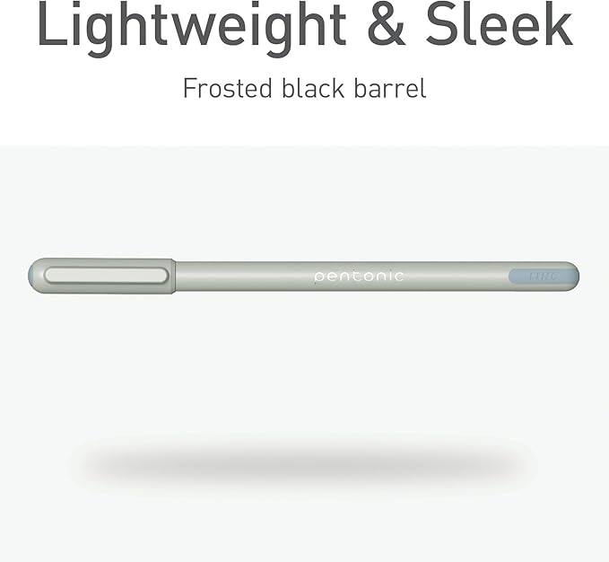 Pentonic Ballpoint Pens, 10 Count, Frosted Pale Gray Barrel with Black Ink, 0.7 mm Fine Point, Smooth Writing For Journaling & Note Taking (PEN13086)