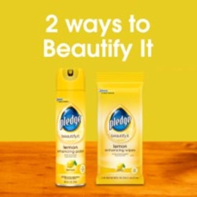 Pledge Multisurface Furniture Polish Spray, Works on Wood, Granite, and Leather, Shines and Protects, Lemon, 9.7 oz (Pack of 2)