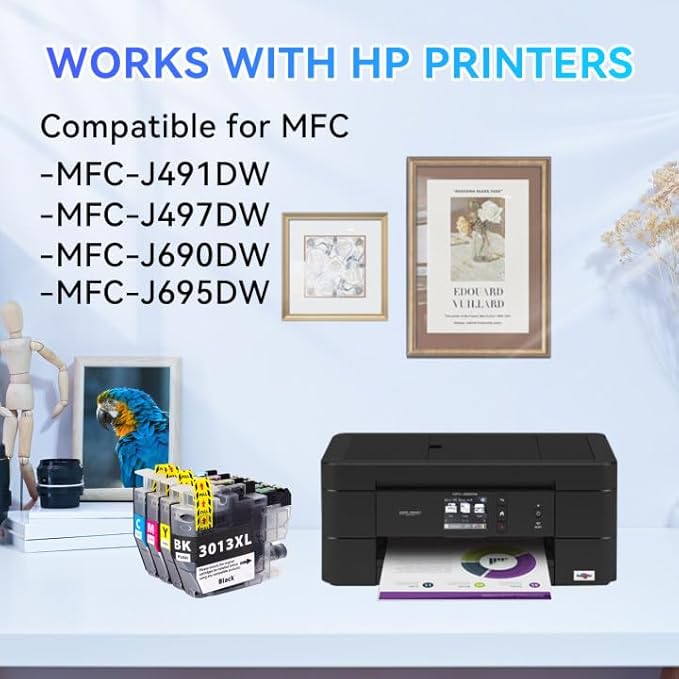 LC3013XL Ink Cartridges BK/C/M/Y 5 Pack High Yield Replacement for Brother LC3011 LC3013XL Compatible with MFC-J491DW MFC-J497DW MFC-J895DW MFC-J690DW Printer