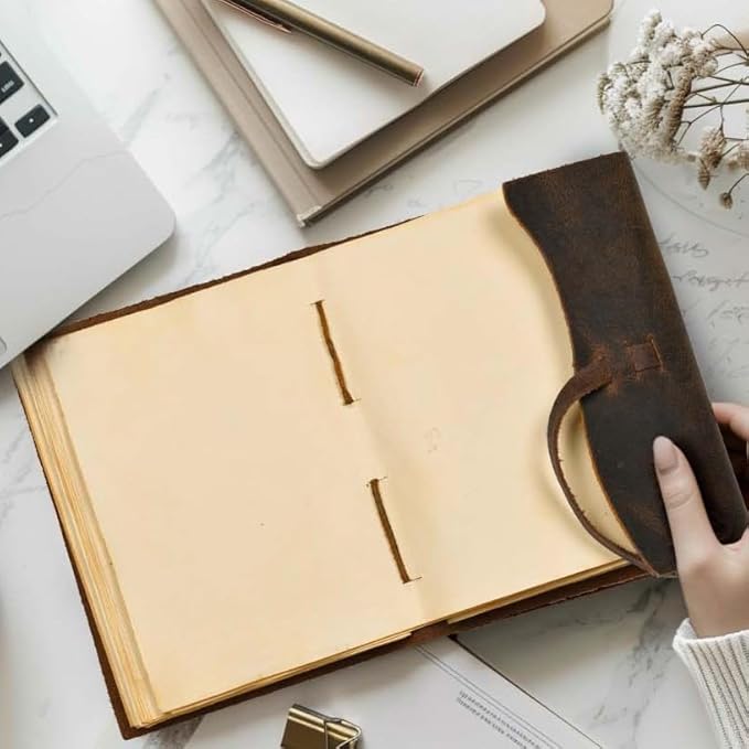 LEATHER VILLAGE Leather Bound Journal - Rustic Brown, 11.5"X8.50", 220 Pages - Vintage Blank Paper Diary for Writing, Drawing, Sketchbook, and Travel Notebook - Ideal for Women and Men