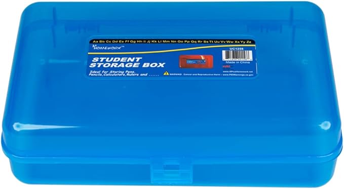 Craft County | Transparent Pencil Box | Colored Utility Box Storage Office Supplies Organizer | Blue