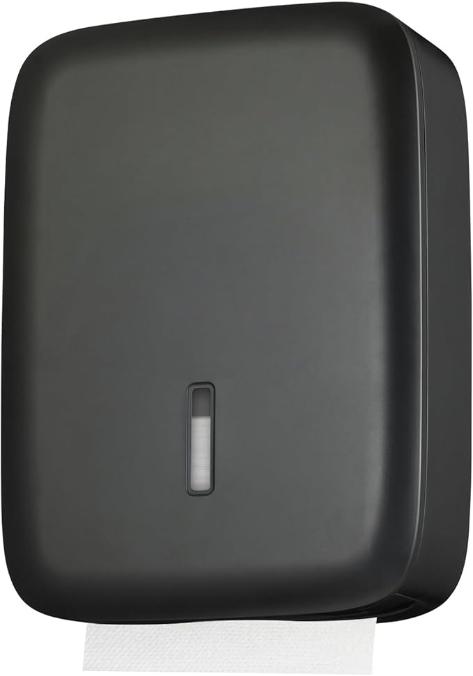 Commercial Paper Towel Dispenser Wall Mount with Lock – Fits 400+ Multifold/Trifold/Z-Fold/C-Fold Towels – Large Paper Towel Holder for Bathroom, Kitchen, Office, Home or Business (Black)