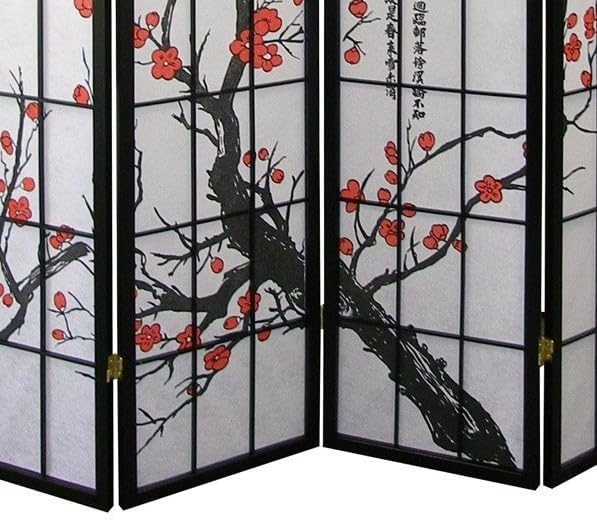 NicBex Room Divider 4 Panel Room Dividers with Oriental Style Partition Room Dividers and Folding Privacy Screens Wall Divider for Home, Office, Room Separation,71" W x 2" D x 71" H, Black