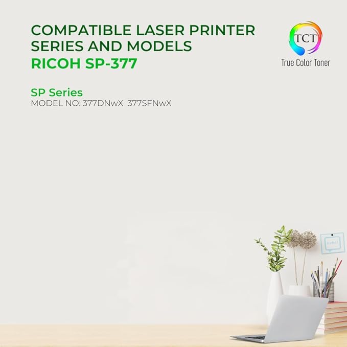 TCT SP-377 Toner Cartridge 2 Pack - Compatible Replacement for Ricoh Aficio SP-377 408161 Black Works with Ricoh Aficio SP377DNwX SP377SFNwX Printers (6,400 Pages)