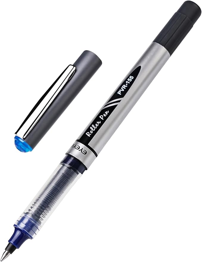 EYEYE 0.7mm Liquid Ink Blue Pens Roller Ball, 50 Pack Rollerball Pen Medium Point Quick Dry, Blue Ink Pens Fine Point Smooth Writing Pens for Journaling, Note Taking, Office and School Supplies