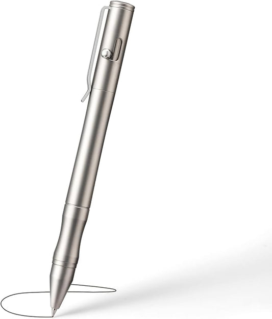 Origin-Joy 3 Pack Stainless Steel Bolt Action Pen Set, Heavy Duty EDC Pocket Gel Tactical Pen With 12 Ballpoint Refills (Sandblasting)