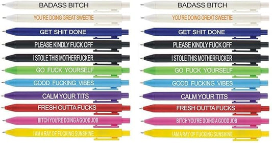 22Pcs Funny Pens Set for Adults, Swear Word Daily Ballpoint Novelty Pens, Set Days of The Week Dirty Cuss Word Pens for Each Day Funny Office Gifts for Coworkers