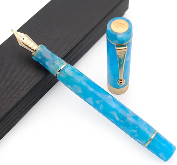 JINHAO 100 Fountain Pen with Ink Converter (Medium Nib 0.7mm, Sky Blue-C)