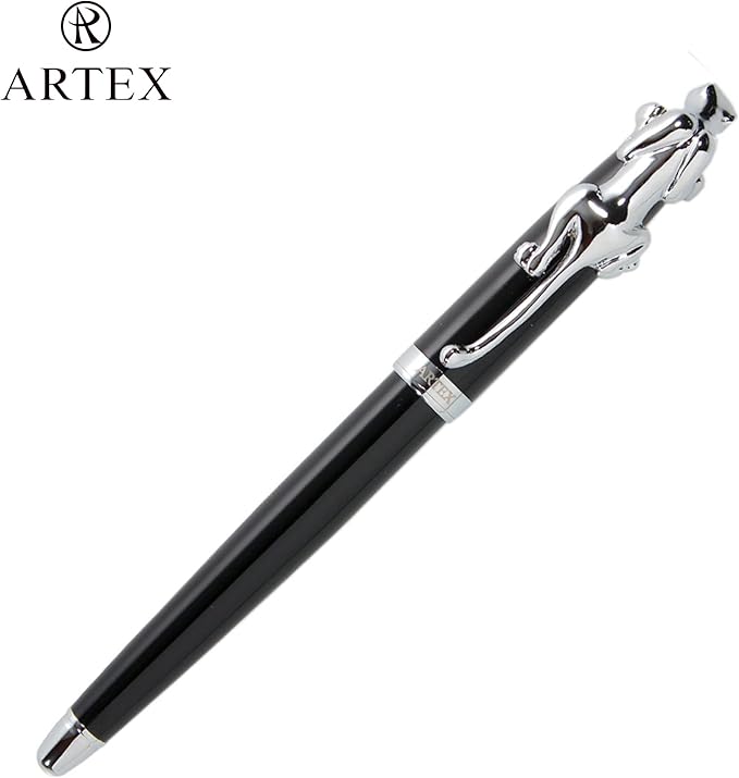 Stylish Fountain Pen : Luxury,Elegant, Germany F Fine Nib, Gift for Men & Women, Professional, Executive, Metal, Gift Box (Black/Silver (Leopard))