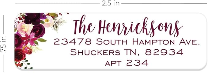 Fall Floral Rolled Address Labels / 250 Personalized Return Address Labels/Designer Address Stickers in Elegant Plastic Dispenser