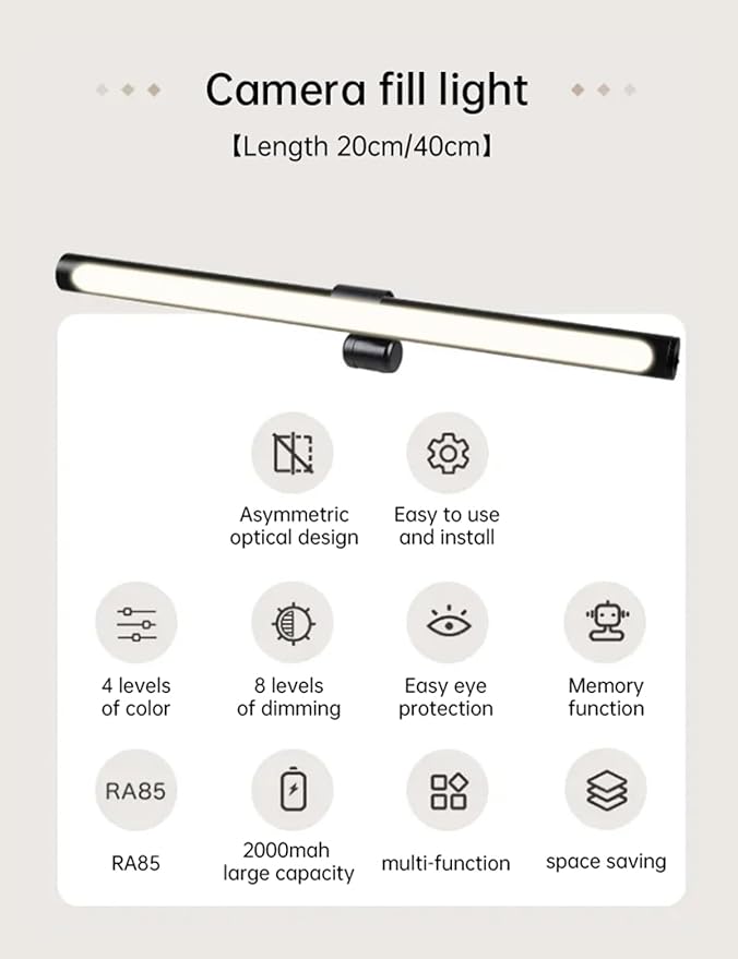 Computer Light with Clamp, Desk Lamp, Lamps for Office, 5500K Ultra Bright Adjustable Dimming, Desk Lights for Computer, Outdoor use.
