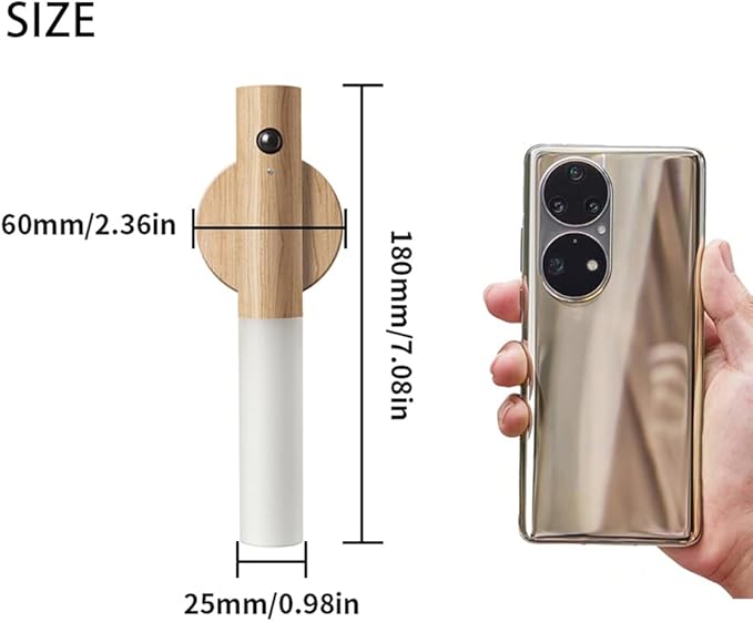 LANDGOO Motion Sensor Night Light RGB & Touch Control | USB-C Rechargeable Ash Wood Wall Sconce | Bathroom/Bedroom Light for Hallway, Stairs, Nursery, Closet, Vanity, Party
