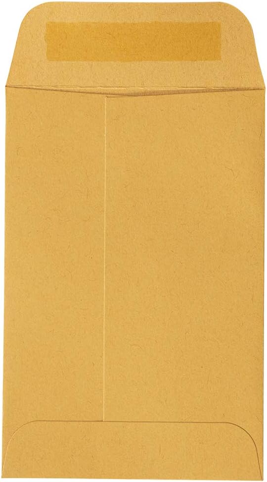 JAM PAPER #4 Coin Business Commercial Envelopes with Peel and Seal Closure - 3 x 4 1/2 - Brown Kraft Manila - Bulk 250/Box