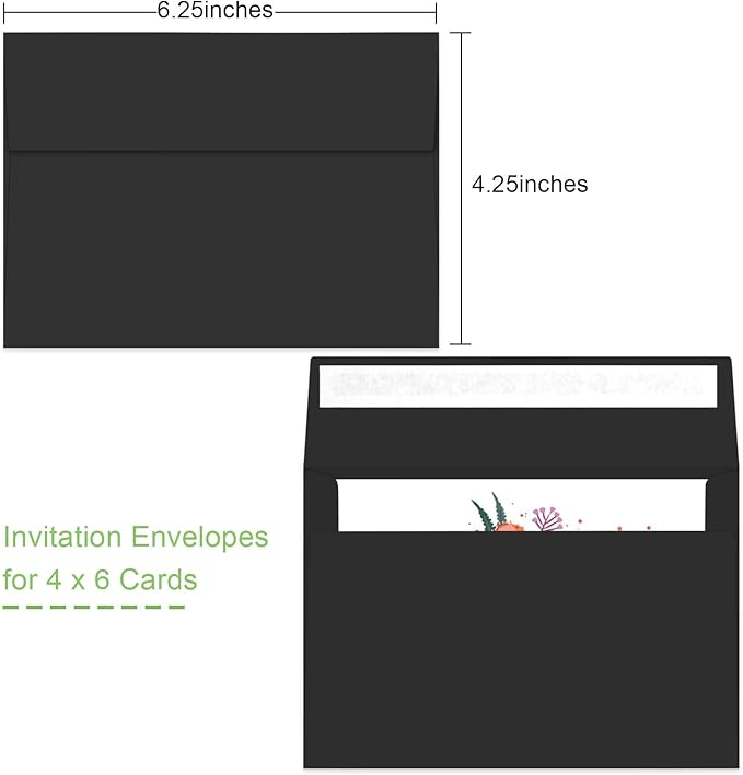 70 Packs A4 Envelope, Black A4 Envelopes, 4x6 Photo Envelopes for Invitations, Envelopes Self Seal for Weddings, Baby Shower, Photos, Postcards, Greeting Cards, Mailing