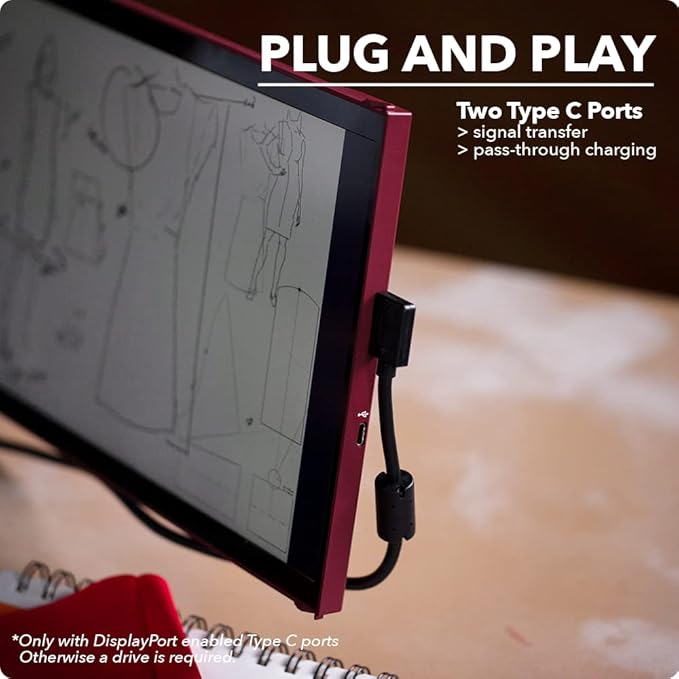 New Mobile Pixels 2024 Duex Max Portable Monitor, 14.1" FHD 1080P IPS Laptop Screen Extender, USB A/USB C Plug and Play Auto Rotated Laptop Monitor, Windows/Mac/Android/Switch Compatible (Rio Rouge)