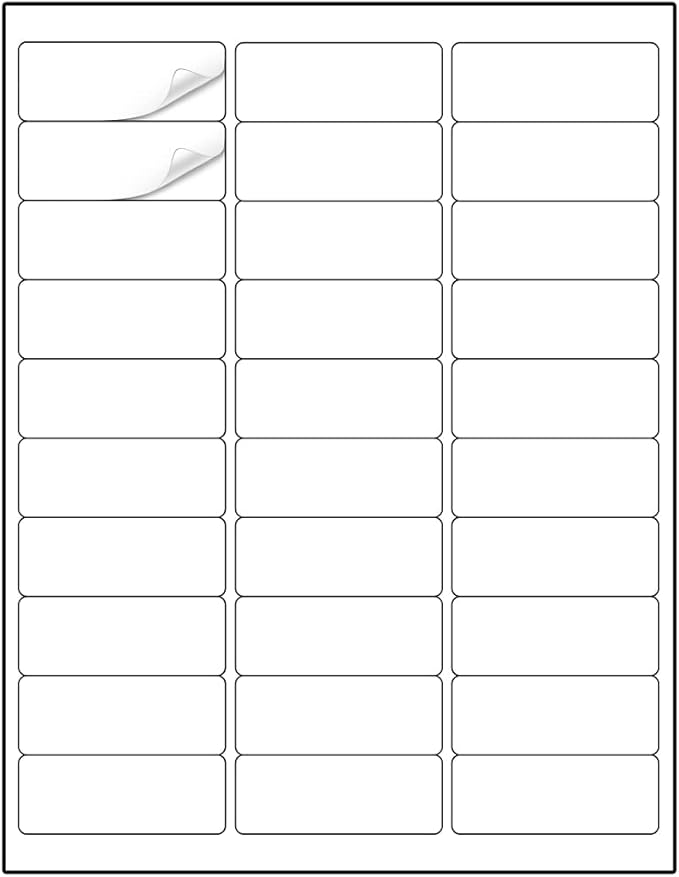 Methdic Address Labels 1" x 2-5/8" 3000 Labels Sticker Paper for Laser/Ink Jet Printer Mailing Labels 8.5"×11" White 30 per Sheet