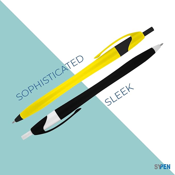 SyPen Personalized Pens With your Custom Logo or Text-500 Pack Bulk-for Businesses, Parties, and Events, Custom Printed Slim Ballpoint Click Pens, Red Barrel Color, Black Ink