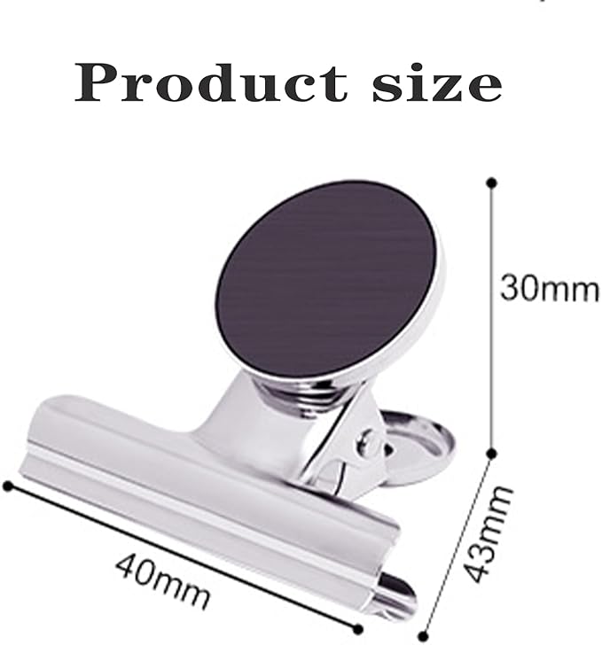 Strong Magnetic Clips, 10 Pack, 1.57 Inch, 40 mm, Sliver, Heavy Duty Refrigerator Magnet Clips, Large Clip Magnets, Office Supplies, Photo Displays