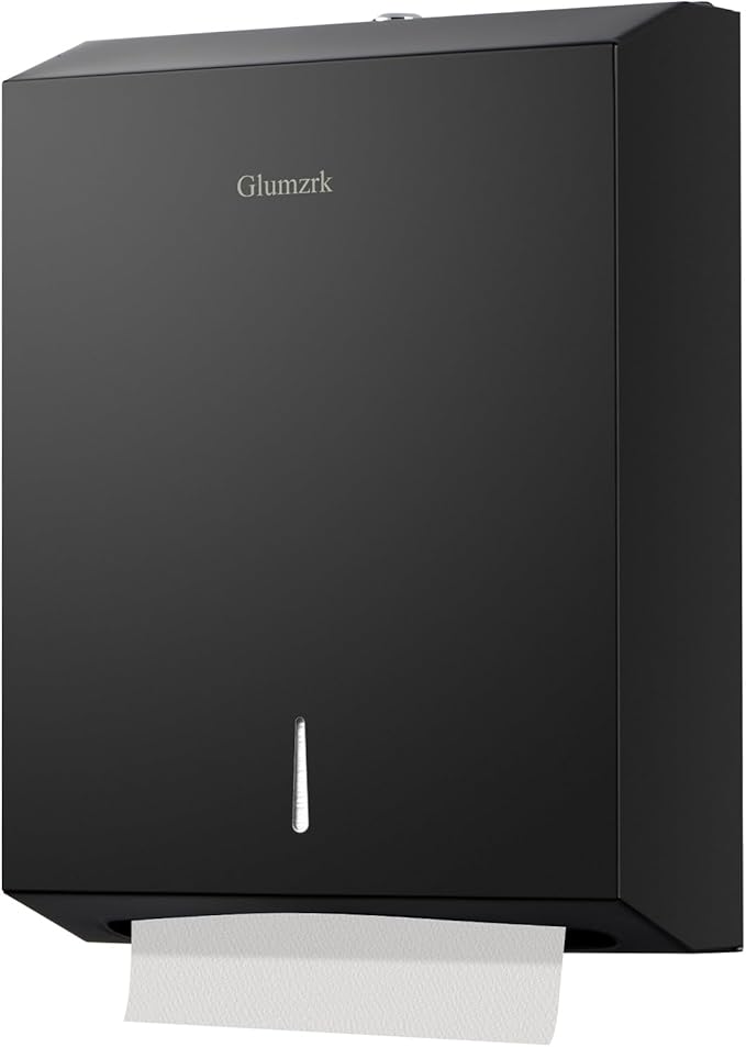 Paper Towels Dispenser Wall Mounted with Key Lock, Multifold C Fold Trifold Hand Towel Dispenser, Stainless Steel Tissue Holder Large Capacity Elegant for Bathroom Commercial, Black