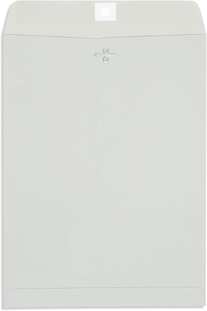 Blue Summit Clasp Envelopes, 9 x 12-Inch, Thick 28lb Gray Kraft Paper, Clasp with Gummed Seal, 100 Envelopes