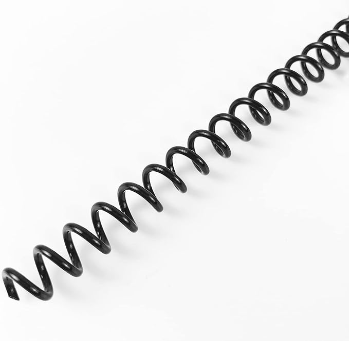 Binditek 50 Pack Plastic Spiral Binding Coils, 6mm(1/4"), 30 Sheet Capacity, 4:1 Pitch, Black, 48Loops, for Letter Size, for Students and Coworkers