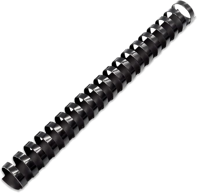 Binditek 50 Pack Plastic Binding Comb Spines, 1 Inch Diameter, 225 Sheet Capacity, 19 Ring, for Letter Size, Black, for Students and Coworkers