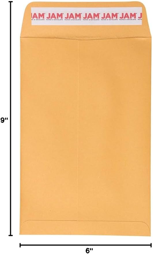 JAM PAPER 6 x 9 Open End Catalog Envelopes with Peel and Seal Closure - Brown Kraft Manila - Bulk 500/Carton