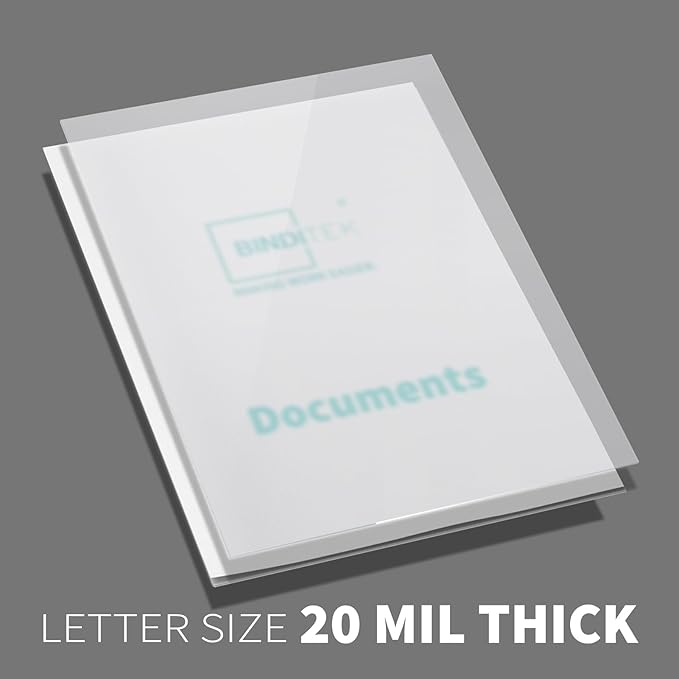 Binditek 50 Pack 20 Mil Frosted Polycover, Semi-Transparent Binding Covers, 8-1/2 x 11 Inches, Lightly Textured Sand Finish, Square Corners, Unpunched