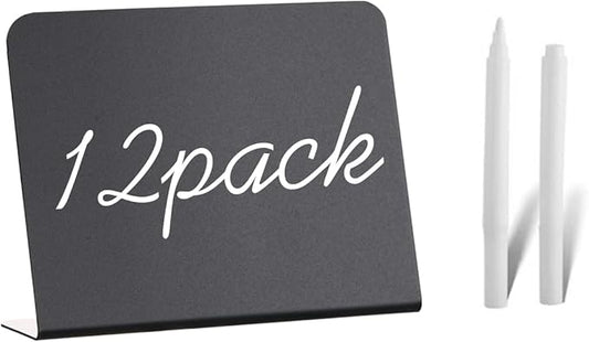 12 Pack Mini Chalkboard Signs - 4"x3" for Food, Party, Buffet, Wedding & Bakery