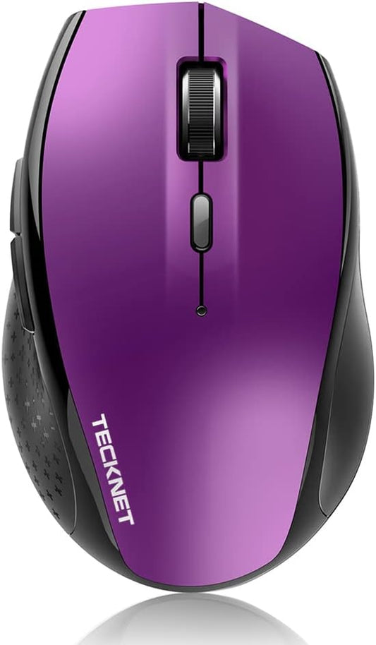 TECKNET Bluetooth Mouse, 4800 DPI Wireless Mouse, 2-Year Battery 6 Adjustable DPI, 6 Buttons Compatible with Laptop/Windows/Computer - Purple