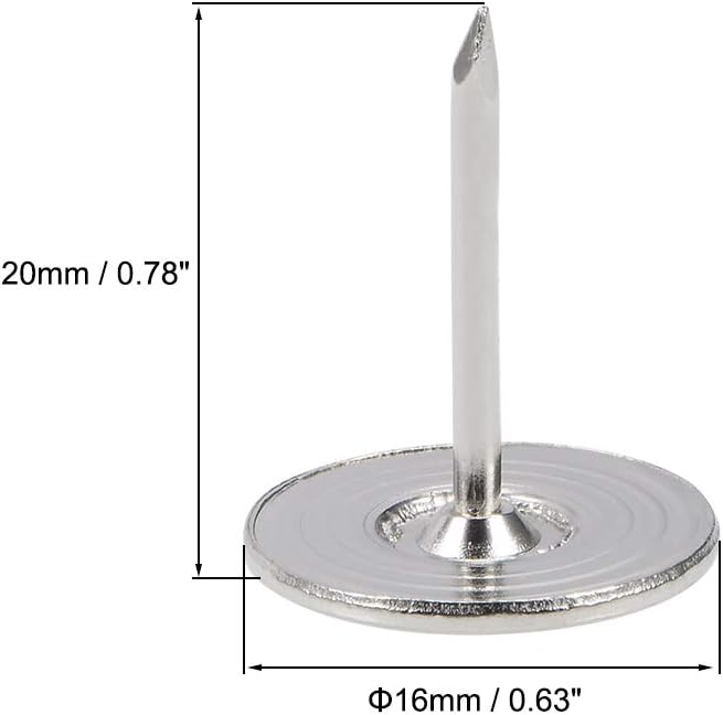 uxcell Upholstery Nails Tacks 16mmx20mm Flat Head Furniture Nails Silver Tone for Furniture Sofa Headboards, 100 Pcs