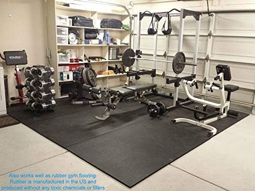 American Floor Mats - Heavy Duty Horse Mats - Slip Resistant, Durable - Black - 14" x 14" Square Tiles - 49 Tiles Total - 0.375" Thick
