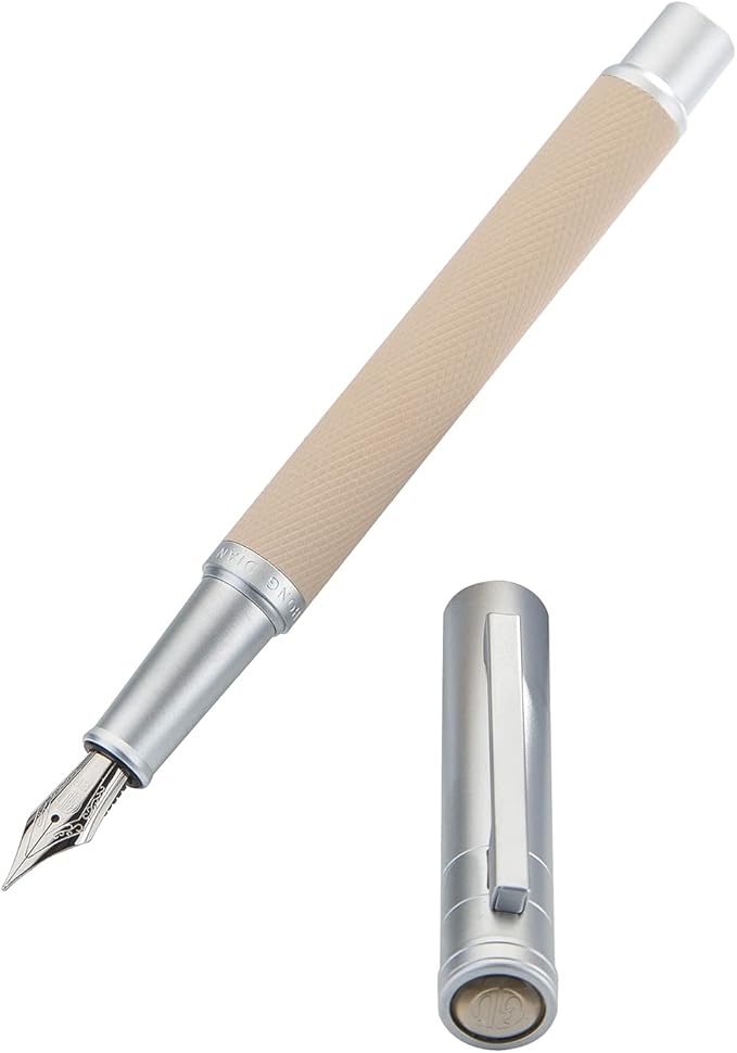 Silver Birch Forest Aluminum Fountain Pen Extra Fine Nib with Converter and Metal Case Set By Asvine