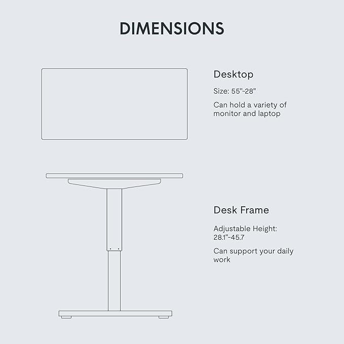 FLEXISPOT EN1 One-Piece Standing Desk 55 x 28 Inches Stand Up Desk Workstation Home Office Computer Height Adjustable Desk (White Frame + Marble Gray Top, 2 Packages)
