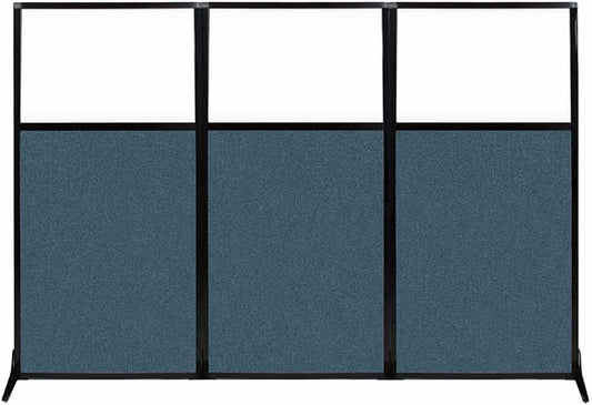 Versare Workstation Partition | Portable Wall Divider | Modern Office Cubicle | Free Standing Privacy Screen | Flexible Work Space | 99" x 70" W/Window, Caribbean Fabric Panels