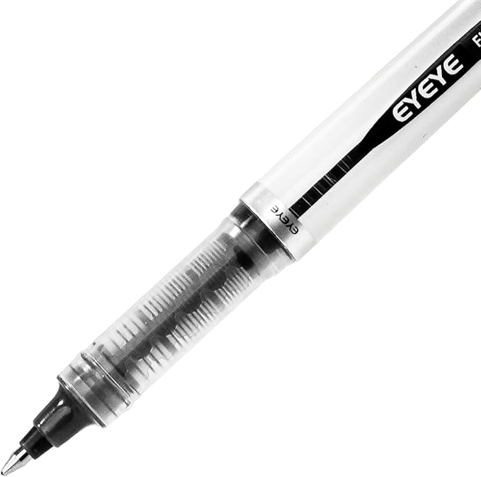 EYEYE 0.7mm Rollerball Pens Fine Point, 6 Pack of Pen Black Roller Ball Medium Point Quick Dry, Liquid Ink Pen Fine Point Smooth Writing Pens for Journaling, Note Taking, Office, School Supplies