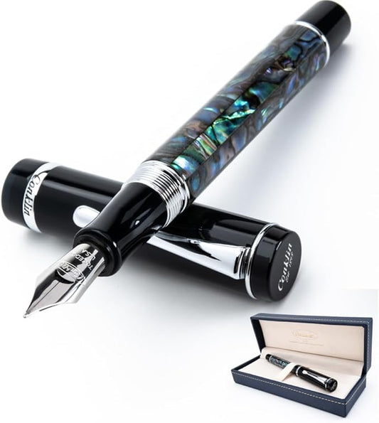 Conklin Duragraph Fountain Pen Abalone Nights - Medium Nib, Elegant Writing Instrument with Exquisite Abalone Finish