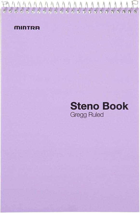 Mintra Office Steno Book - (Pastel Colors, 4 Pads/Pack, Gregg Ruled) - 6inx9in, 70 Sheets, Notebook for writing notes in school, university, college, work, office