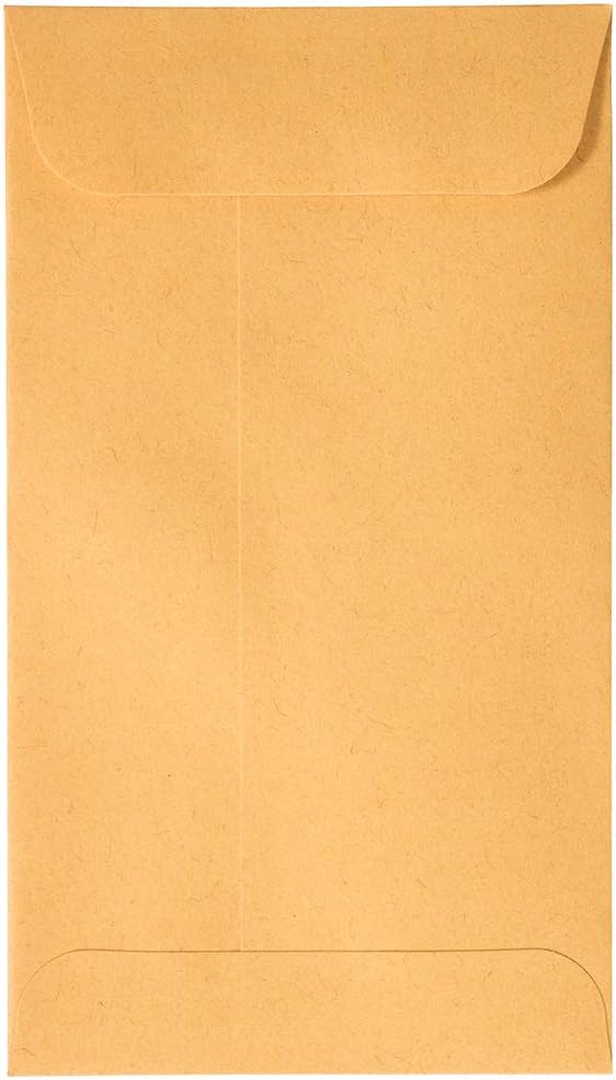 JAM PAPER #5.5 Coin Business Envelopes with Peel and Seal Closure - 3 1/8 x 5 1/2 - Brown Kraft Manila - 100/Pack