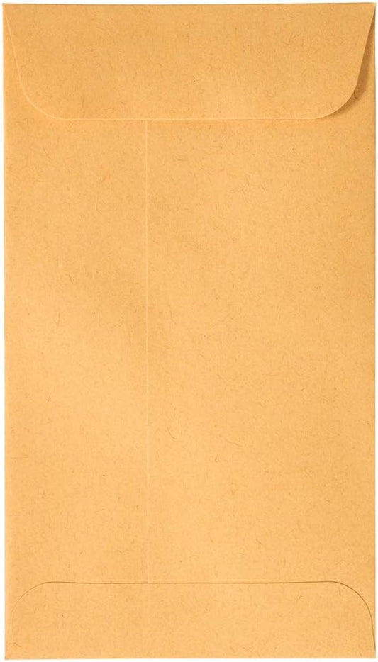 JAM PAPER #5.5 Coin Business Envelopes with Peel and Seal Closure - 3 1/8 x 5 1/2 - Brown Kraft Manila - 100/Pack