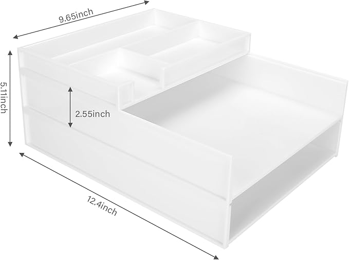 Stackable Letter Tray, 3 Pcs A4 Paper Tray, Desk Document File Organizer Set, Plastic Desk Paper Tray Organizer for A4 Paper Magazine, Receipts, Office Supplies,White